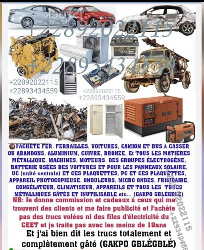 Profil de Achat voitures gâtées et ferrailles.